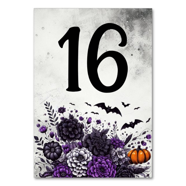 Fladdermöss och blommor Bord Nummer 16 Bordsnummer (Framsidan)