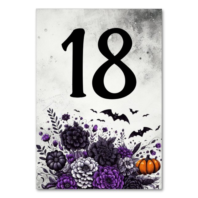 Fladdermöss och blommor Bord Nummer 18 Bordsnummer (Framsidan)