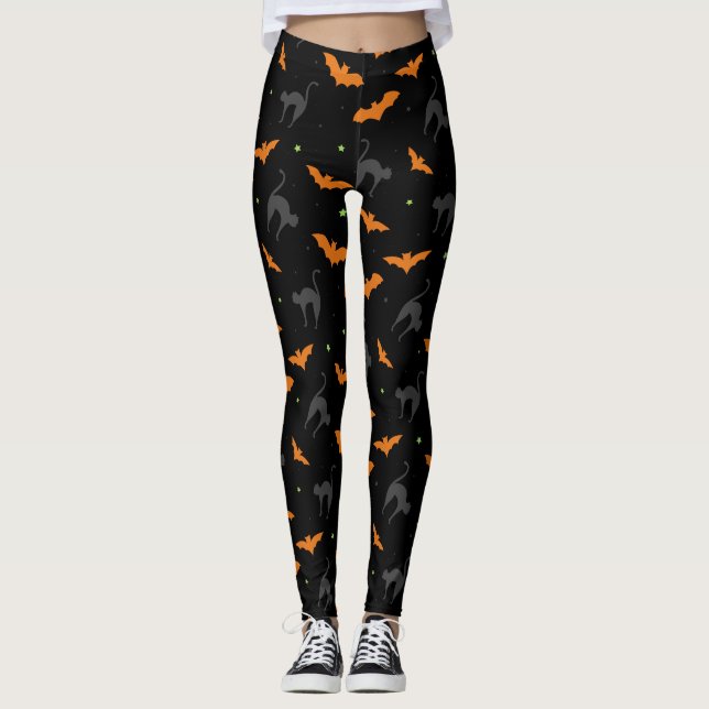 Fladdermöss och Cats Halloween Leggings (Framsida)