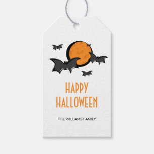 Fladdermöss och Måne Halloween fest Gift-Märkre Presentetikett