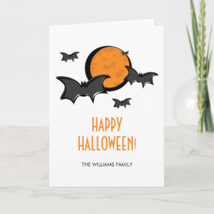 Fladdermöss och Måne Halloween-hälsningskort Kort
