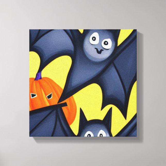 Fladdermöss och pumpor canvastryck (Framsida)