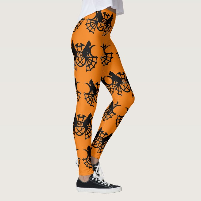 Fladdermöss och Svarta katter Halloween Leggings P (Höger)