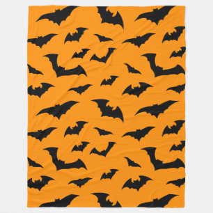 Fladdermöss Överallt Orange Halloween Plysch Fleecefilt