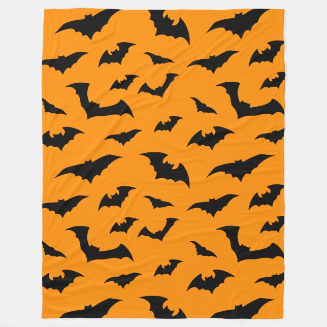 Fladdermöss Överallt Orange Halloween Plysch Fleecefilt (Framsidan)