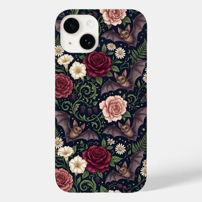 Fladdermöss Rosor Gotisk iPhone 14-fodral (Baksida)