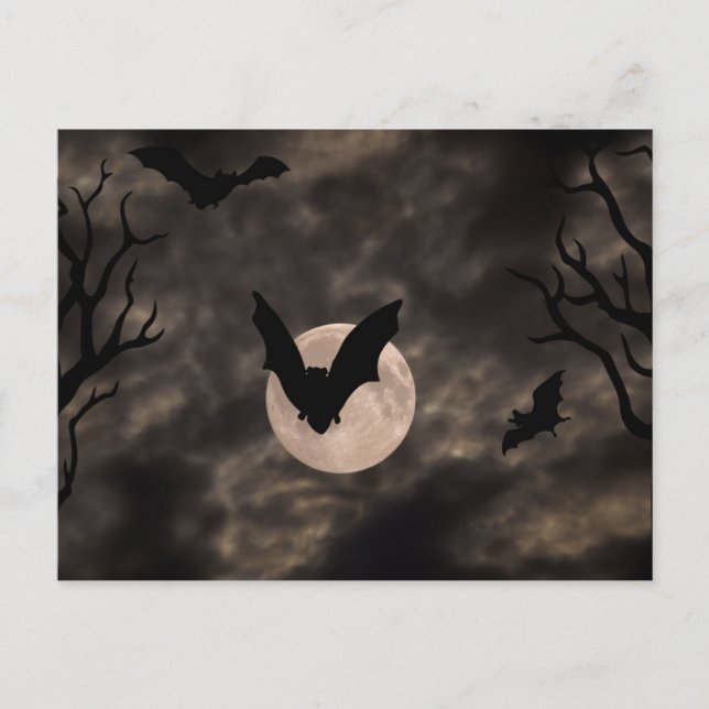 Fladdermöss Skräcknatt Halloween Vykort (Framsida)