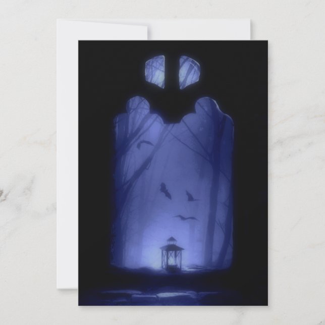 Fladdermöss som flyger kuslig blåttnatt | inbjudningar (Framsida)