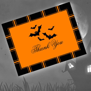 Fladdermöss Tack Halloween-Orange Vykort
