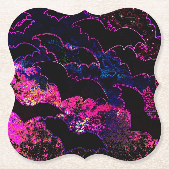 Fladdermöss under flygning Neon Rosa Underlägg Papper (Framsida)