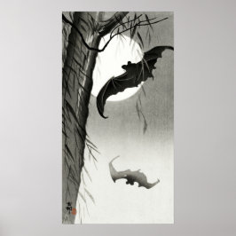 Fladdermöss under hela månen av Ohara Koson Poster