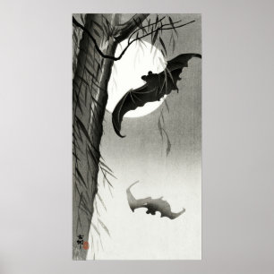 Fladdermöss under hela månen av Ohara Koson Poster
