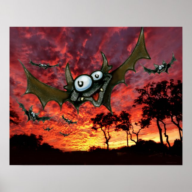 Fladdermöss vid solnedgång poster (Framsidan)