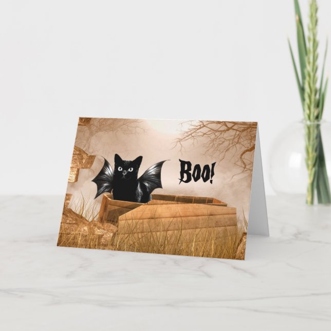 FladdermösskattHalloween bu Kort (Framsida)