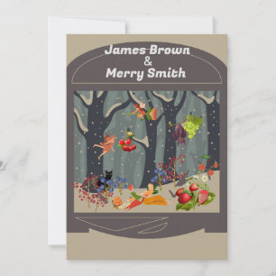 Fladdermus Black Cat Fairytale Forest Fruits Bröll Inbjudningar