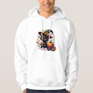 Fladdermus Black Cat Witch Hat Trollspö Pumpkin Cu Hoodie
