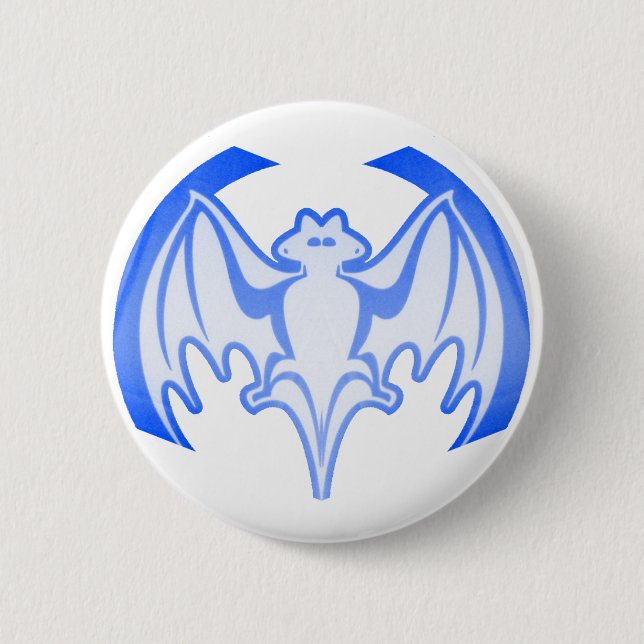Fladdermus Blue Inv. MUSEUM Zazzle-gåvor Knapp (Framsida)