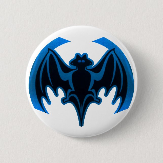 Fladdermus Blue MUSEUM Zazzle-gåvor Knapp (Framsida)