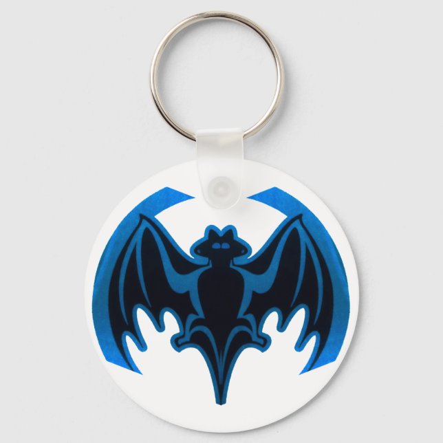 Fladdermus Blue MUSEUM Zazzle-gåvor Nyckelring (Framsida)
