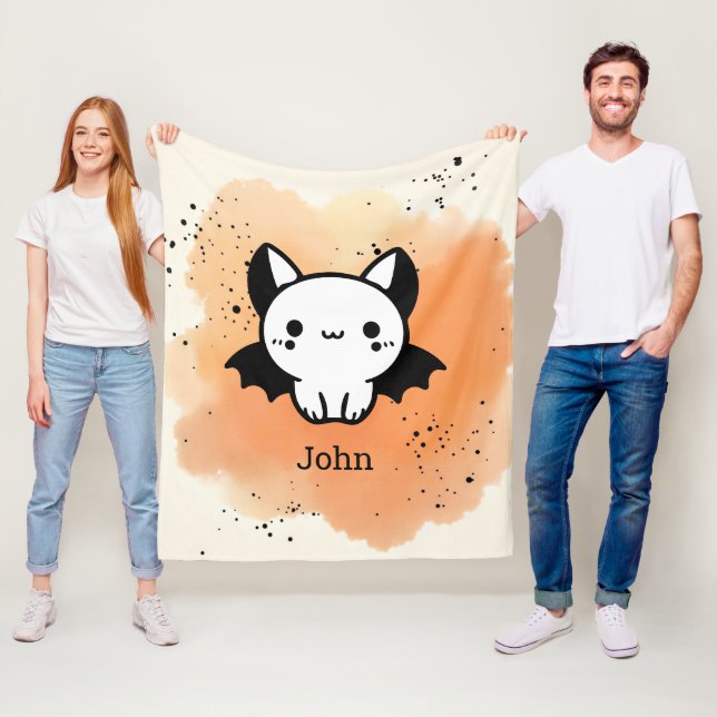 Fladdermus Buddy - Kawaii Minimalist Nursery Art Fleecefilt (På plats)