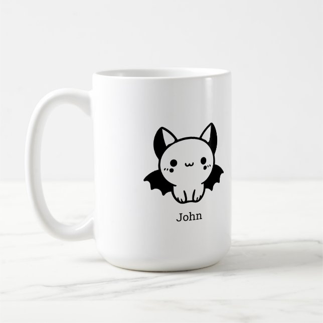 Fladdermus Buddy - Kawaii Minimalist Nursery Art Kaffemugg (Vänster)