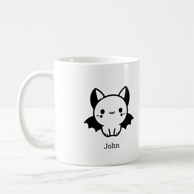Fladdermus Buddy - Kawaii Minimalist Nursery Art Kaffemugg (Vänster)