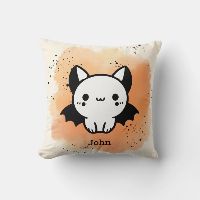 Fladdermus Buddy - Kawaii Minimalist Nursery Art Kudde (Framsida)