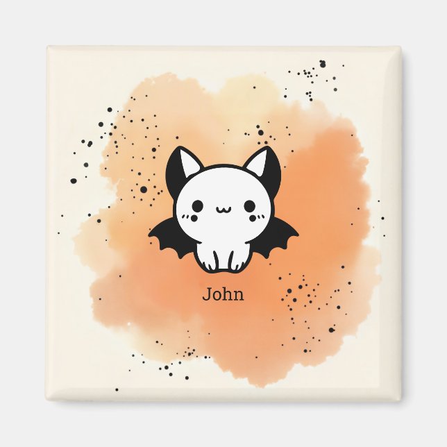 Fladdermus Buddy - Kawaii Minimalist Nursery Art Magnet (Framsidan)