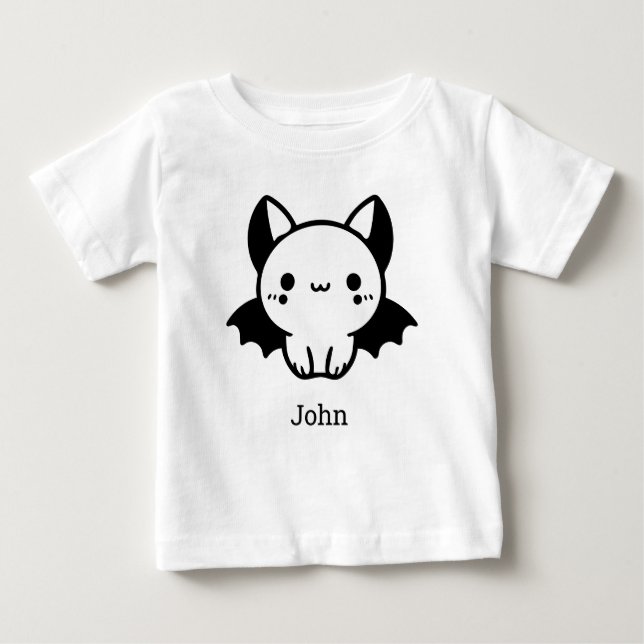 Fladdermus Buddy - Kawaii Minimalist Nursery Art T Shirt (Framsida)