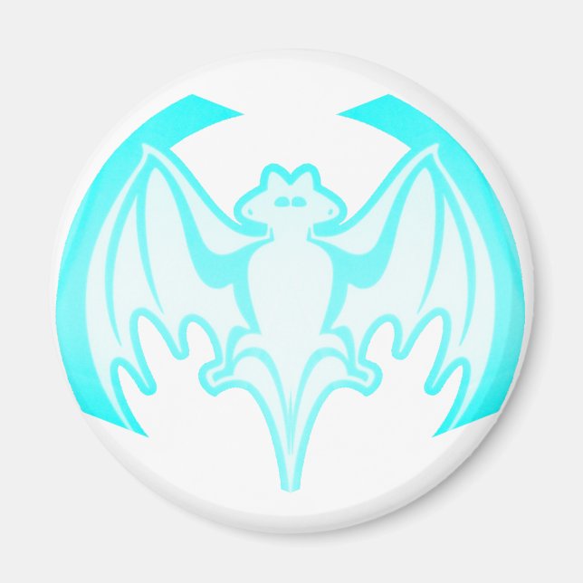 Fladdermus Cyan Inv. MUSEUM Zazzle-gåvor Magnet (Framsidan)