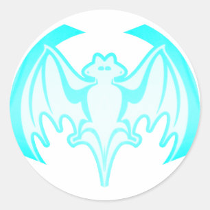 Fladdermus Cyan Inv. MUSEUM Zazzle-gåvor Runt Klistermärke
