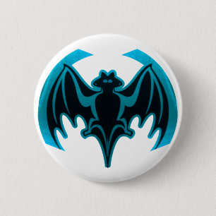 Fladdermus cyan MUSEUM Zazzle-gåvor Knapp
