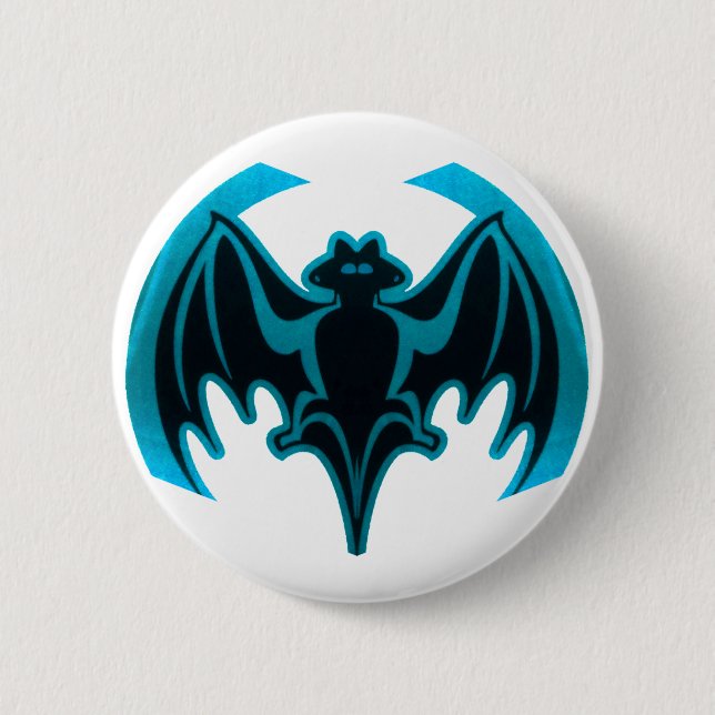 Fladdermus cyan MUSEUM Zazzle-gåvor Knapp (Framsida)