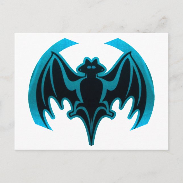 Fladdermus cyan MUSEUM Zazzle-gåvor Vykort (Framsida)