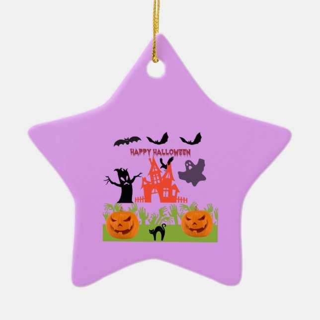 Fladdermus Dancing, Zombie Händer Emerging, Ghost, Julgransprydnad Keramik (Framsidan)