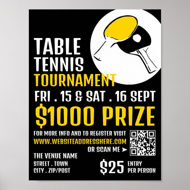 Fladdermus Design, Bord tennis Tournament Advertis Poster (Framsidan)