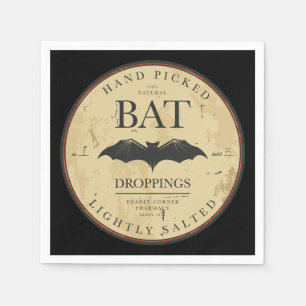Fladdermus Droppings Vintage Halloween-etikett Pappersservett