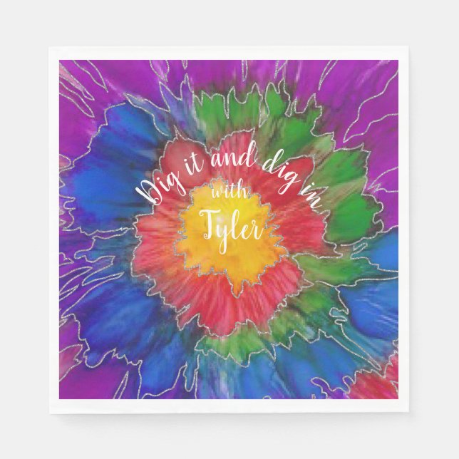 Fladdermus eller Pub Mitzvah Napkin Colorful Bläck Pappersservett (Framsidan)