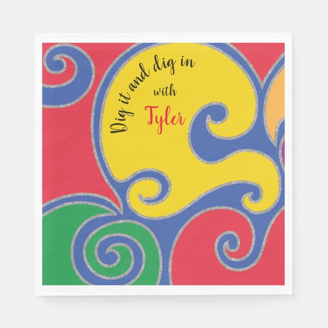 Fladdermus eller Pub Mitzvah Napkin Glittery Swirl Pappersservett (Framsidan)