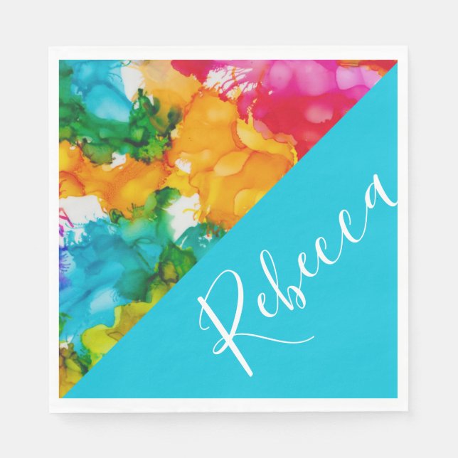 Fladdermus eller Pub Mitzvah Stänk i Färg Napkins Pappersservett (Framsidan)