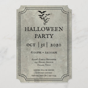 Fladdermus Gravsten Halloween-inbjudningar Inbjudningar