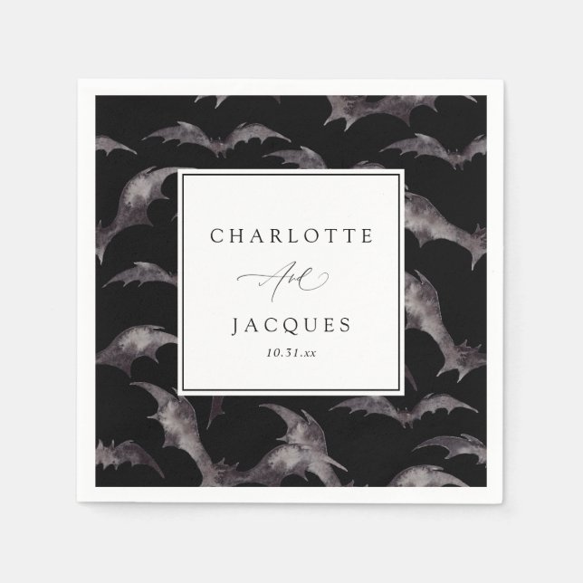 Fladdermus Halloween Bröllop Pappersservett (Framsidan)