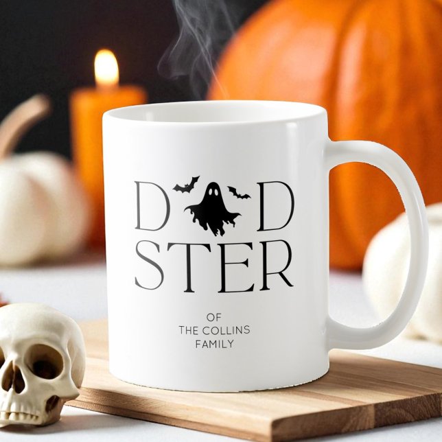 Fladdermus Halloween Dadster Pappa Kaffemugg (Modern Black Ghost Bats Halloween Dadster Dad Coffee Mug)