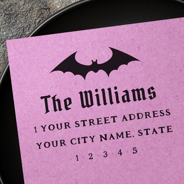 Fladdermus Halloween returadress Stämpel (Bat Halloween return address Rubber Stamp)