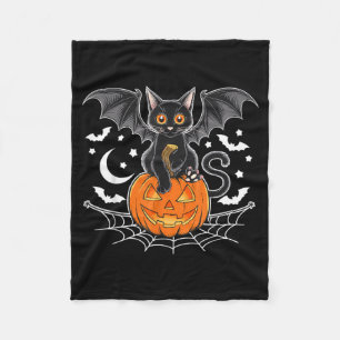 Fladdermus Halloween _ Svart Katt Fladdermusvingar Fleecefilt