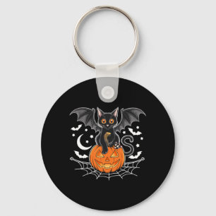 Fladdermus Halloween _ Svart Katt Fladdermusvingar Nyckelring