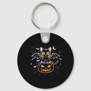 Fladdermus Halloween _ Svart Katt Fladdermusvingar Nyckelring
