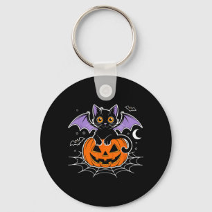 Fladdermus Halloween _ Svart Katt Fladdermusvingar Nyckelring