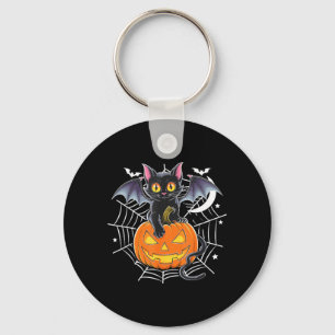 Fladdermus Halloween _ Svart Katt Fladdermusvingar Nyckelring