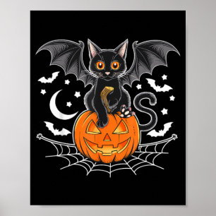 Fladdermus Halloween _ Svart Katt Fladdermusvingar Poster